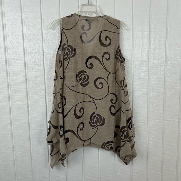 Mirror Image Women Sleeveless Tunic Top Vest Tan Lagenlook Y2K Boho Size Small - Picture 7 of 9